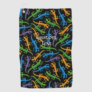 Tribal Colourful Lizards Pattern Golf Towel