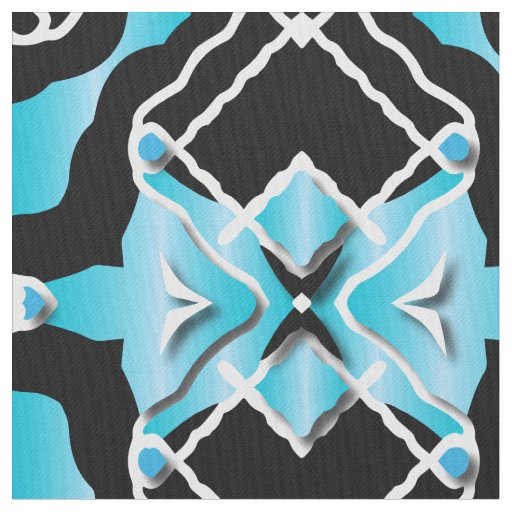 Tribal Contemporary Turquoise Black White Pattern Fabric