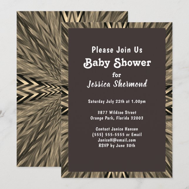 Tribal Copper Sepia Abstract Baby Shower Invitation (Front/Back)