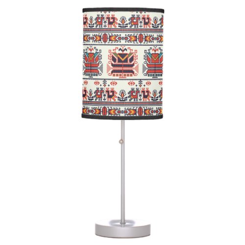 Tribal cross_stitch design table lamp