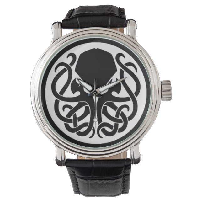 Tribal Cthulhu Black Vintage Leather Watch (Front)