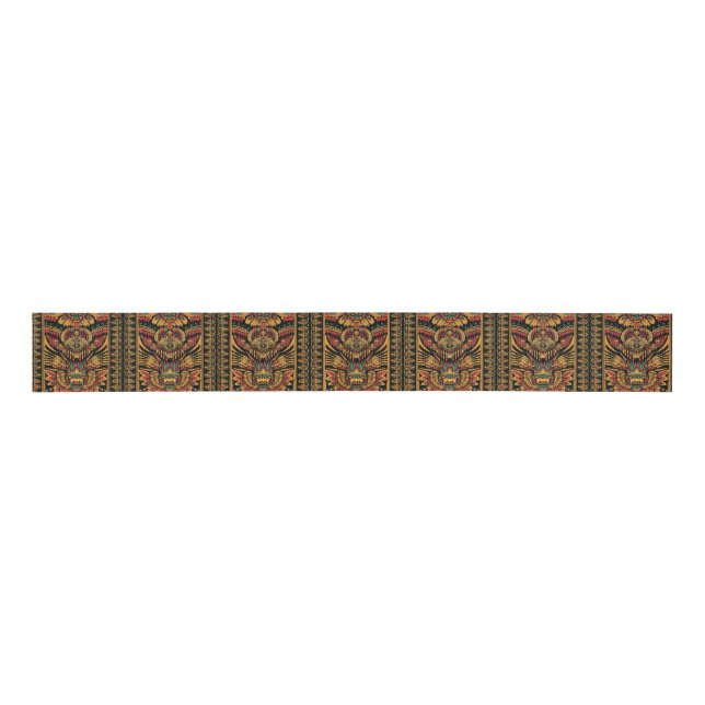 Tribal Cyan "Aztec Dream" Grosgrain Ribbon Spool (Front)