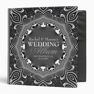 Tribal Damask Black Silver Wedding Album Binder