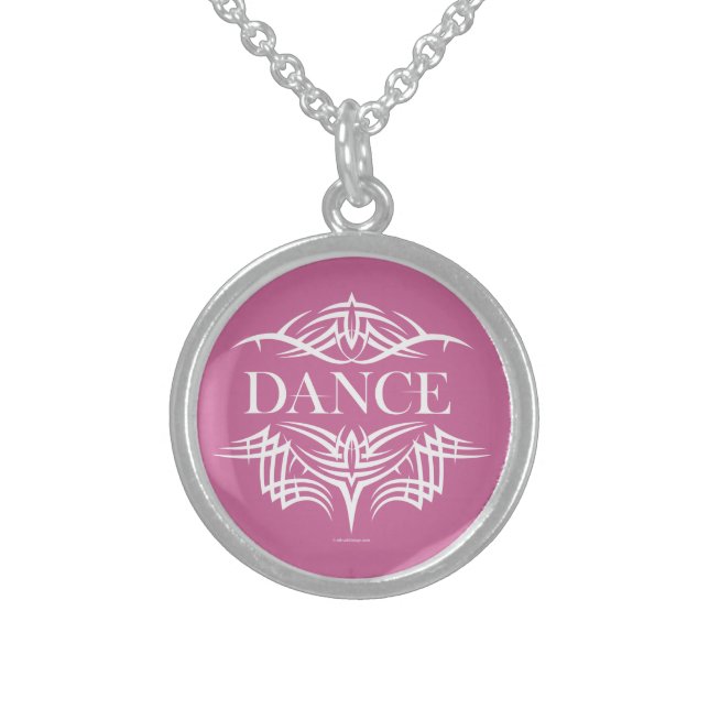 Tribal Dance (plain) Sterling Silver Necklace (Front)
