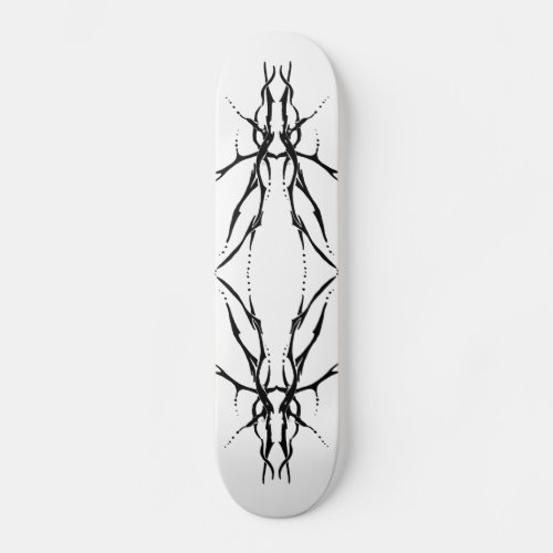 Tribal Deer Skull Tattoo _ black and white Skateboard