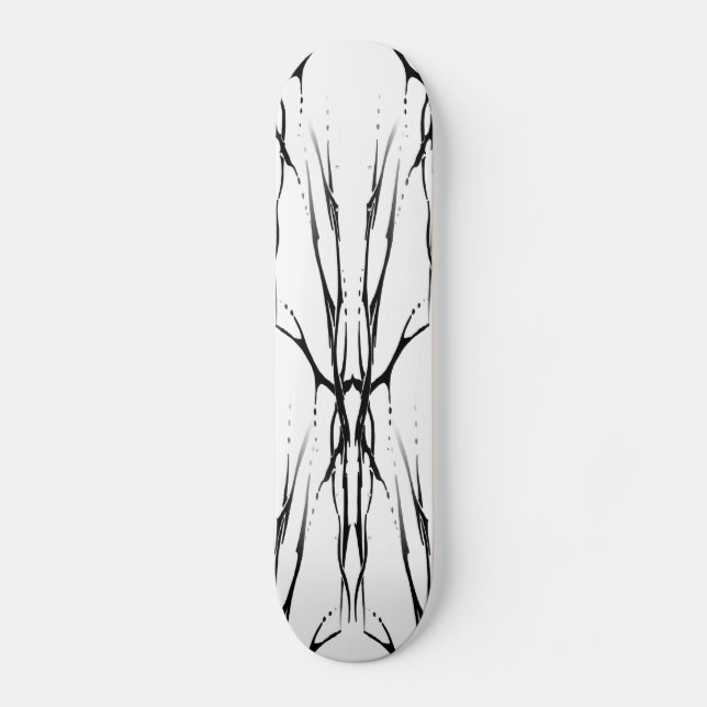 Tribal Deer Skull Tattoo Fantasy Natural Wood Skateboard Deck (Front)