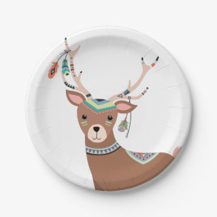 Tribal Deer Woodland Forest Birthday Boho Baby Paper Plates