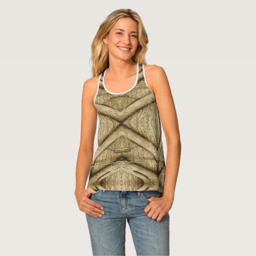 Tribal Deity Design on Wooden Artifacts Tank Top