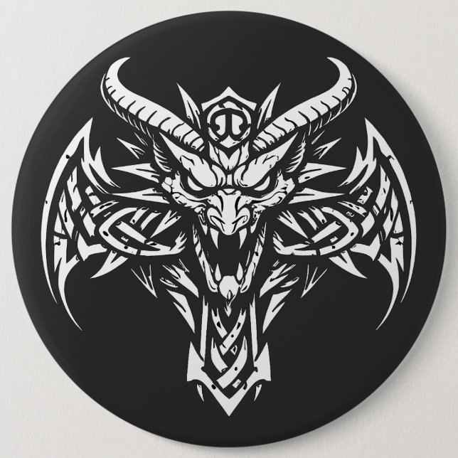    Tribal Demon Head Graphic by BurnsInHell Button (Front)