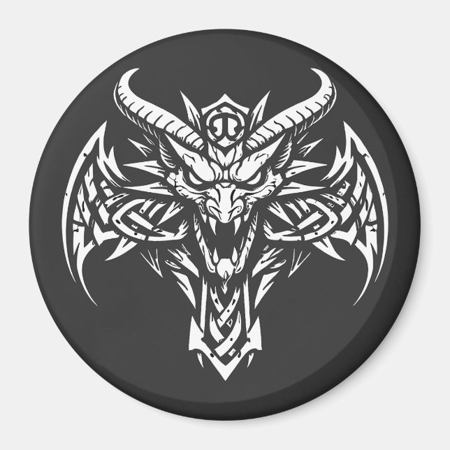   Tribal Demon Head Graphic by BurnsInHell Magnet (Front)