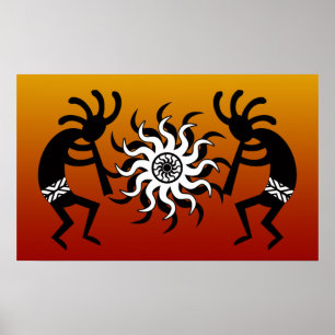 Tribal Desert Sun Southwest Design Kokopelli Poster