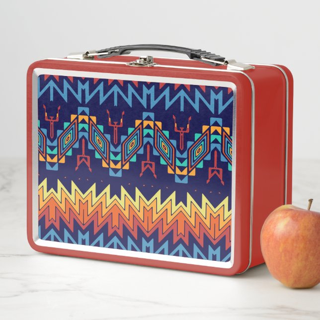Tribal design abstract design metal lunch box (In Situ)