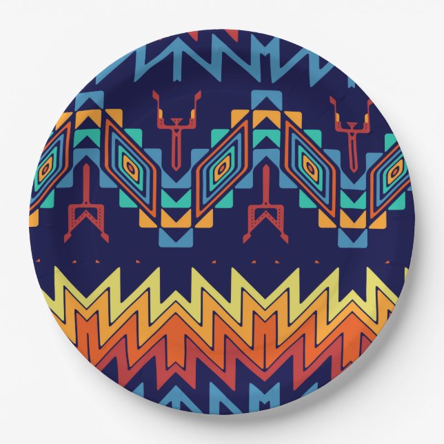 Tribal design abstract design paper plates (Front)