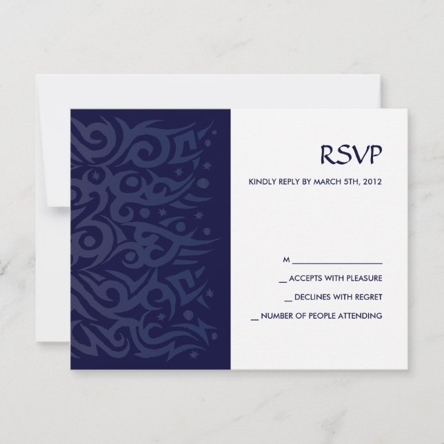 TRIBAL DESIGN Bar Bat Mitzvah Reply Card Blue (Front)