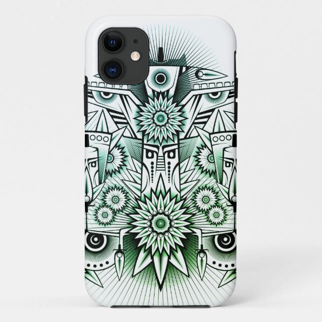 Tribal Design Green Tint Case-Mate iPhone Case (Back)
