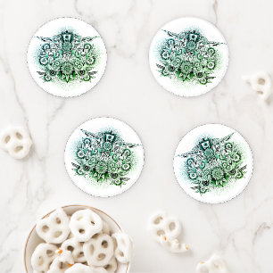 Tribal Design Green Tint Coaster Set