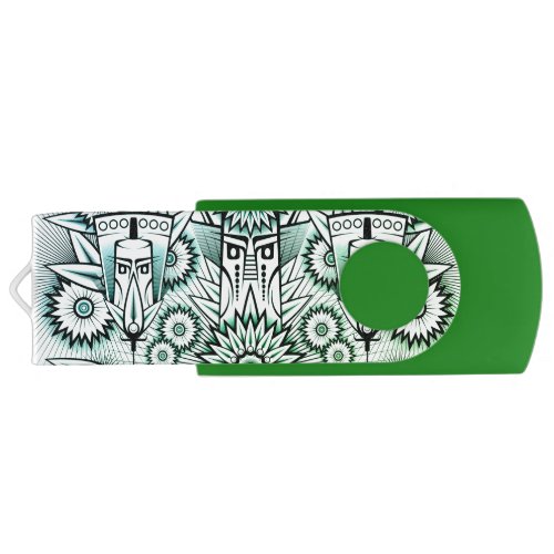 Tribal Design Green Tint Flash Drive