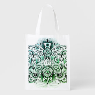 Tribal Design Green Tint Grocery Bag