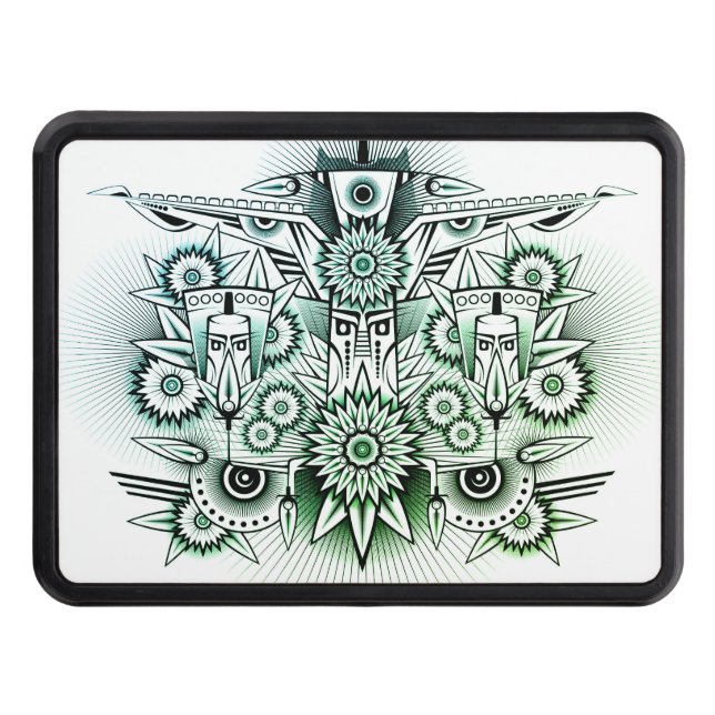 Tribal Design Green Tint Hitch Cover (Front)