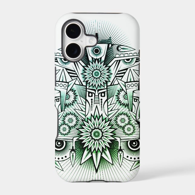 Tribal Design Green Tint Iphone Case (Back)