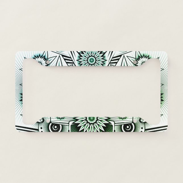 Tribal Design Green Tint License Plate Frame (Front)