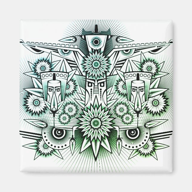Tribal Design Green Tint Magnet (Front)