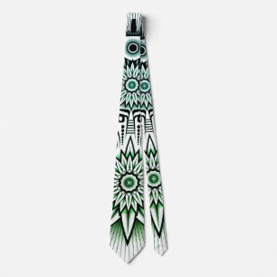 Tribal Design Green Tint Neck Tie