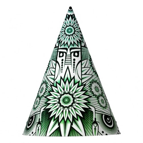 Tribal Design Green Tint Party Hat