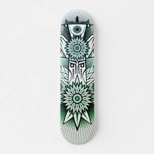 Tribal Design Green Tint Skateboard