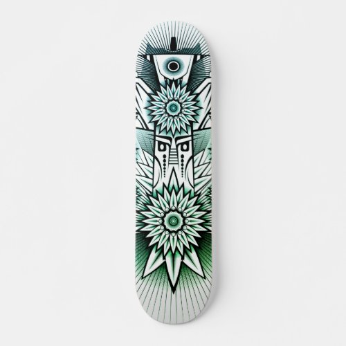 Tribal Design Green Tint Skateboard