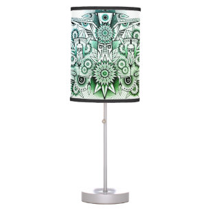Tribal Design Green Tint Table Lamp