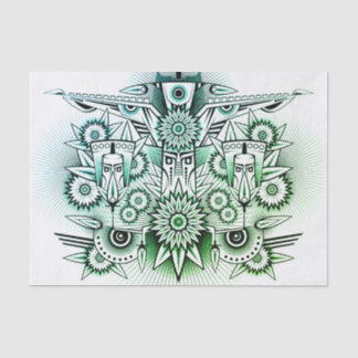 Tribal Design Green Tint Tissue Paper