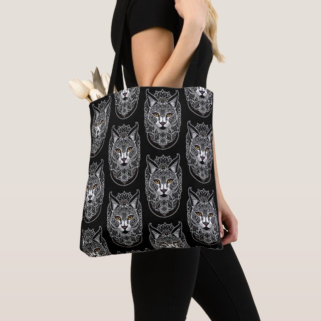 Tribal Design Lynx Tote Bag (Close Up)