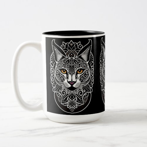 Tribal Design Lynx Two_Tone Coffee Mug