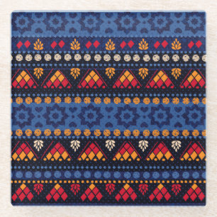 Tribal Design: Multifunctional Seamless Pattern. Glass Coaster