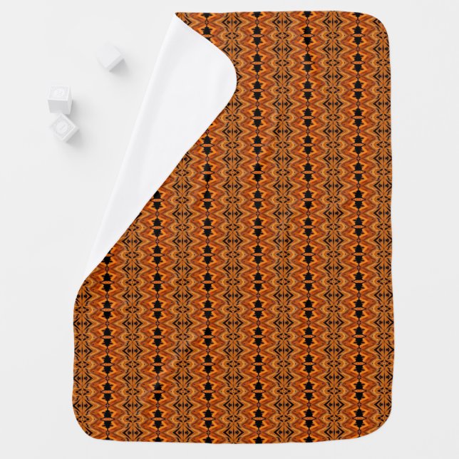 Tribal design orange black sunset safari baby blanket (In Situ)