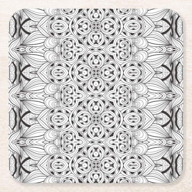 Tribal Design Square Paper Coaster (Front)