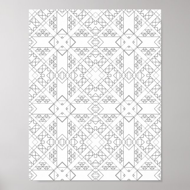 Tribal Diamond Grid Coloring Page Pattern Design Poster (Front)