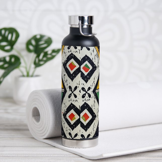 Tribal Diamond Print Water Bottle (Yoga)