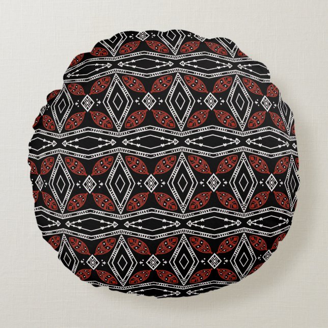 Tribal Diamond Round Pillow (Front)