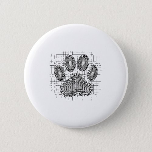 Tribal Dog Paw Print On Distressed Background Button