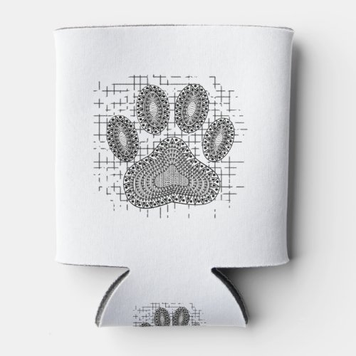 Tribal Dog Paw Print On Distressed Background Can Cooler