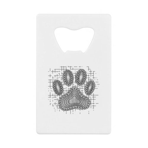 Tribal Dog Paw Print On Distressed Background Credit Card Bottle Opener