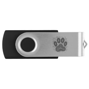 Tribal Dog Paw Print On Distressed Background Flash Drive