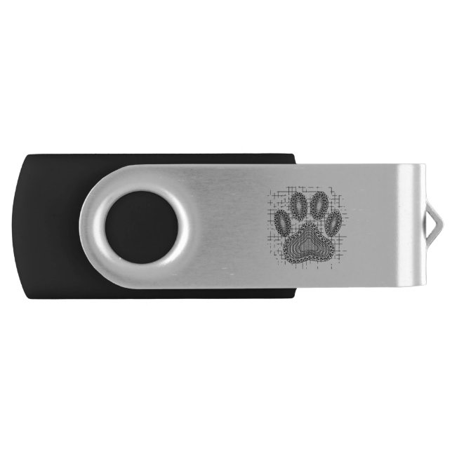 Tribal Dog Paw Print On Distressed Background Flash Drive (Front)