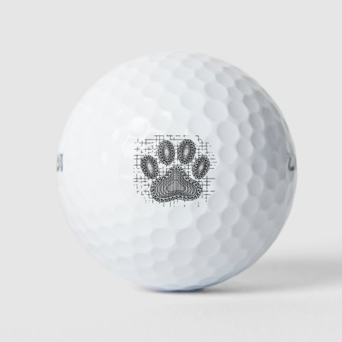Tribal Dog Paw Print On Distressed Background Golf Balls