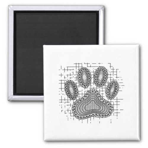 Tribal Dog Paw Print On Distressed Background Magnet