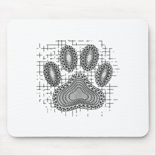 Tribal Dog Paw Print On Distressed Background Mouse Pad