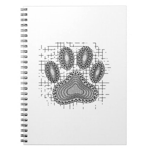Tribal Dog Paw Print On Distressed Background Notebook
