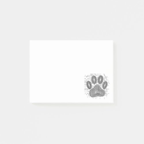 Tribal Dog Paw Print On Distressed Background Post_it Notes